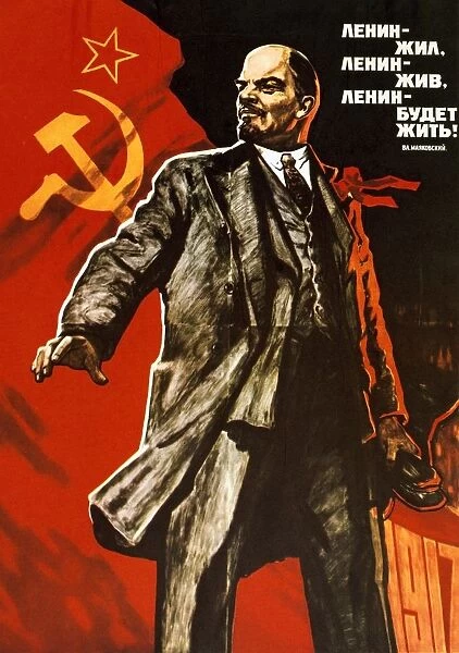 Lenin lived, Lenin lives, Long live Lenin, Soviet propaganda poster by Viktor