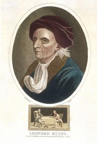 Leonhard (1707-1783) Euler. Swiss mathematician. Hand-coloured engraving, London, 1816
