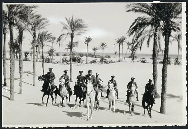 Libya, Horseback patrol of Italian Financiers in oasis, 1935