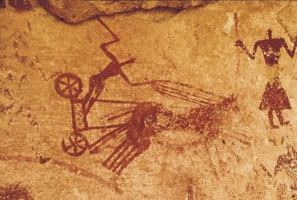 Libya, Sahara desert, Fezzan, Rock-Art Sites of Tadrart Akakus (Acacus), Rock paintings at Uadi Tashuinat
