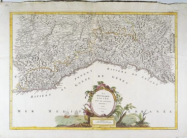 Ligurian Republic. Map by Giuseppe Antonio Remondini, Venice, Copper engraving. 1804