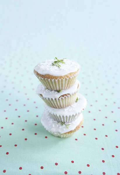 Lime and coconut cupcakes, close-up