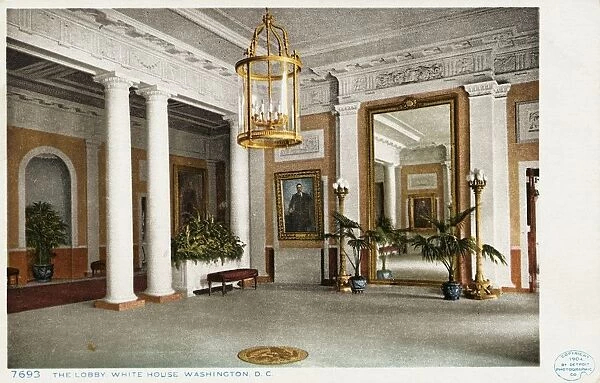 The Lobby of the White House Postcard. ca. 1904, The Lobby of the White House Postcard