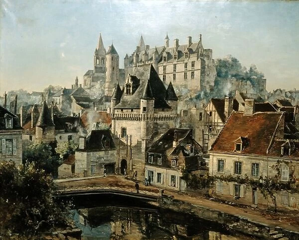 Loches - Gate of the Cordelieres and the Chateau, River Indre (foreground) 1891. Oil on canvas