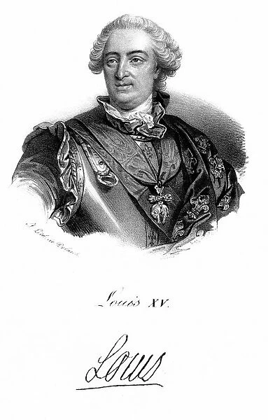Louis XV (1710-1774) king of France from 1715: great grandson of Louis XIV. Lithograph