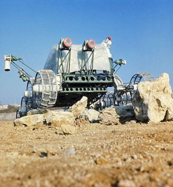 Lunokhod 1, wheels and chassis unit of the soviet moon rover being tested for the luna 17 mission, ussr, 1970
