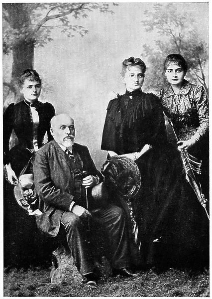 M. Sklodovski with his three surviving daughters. Left to right: Many (Marie Curie 1867-1934)