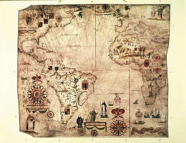 Map of Africa and South America by Domingo Sanchez, 1618