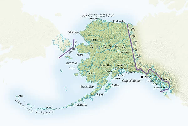 Map of Alaska, close-up
