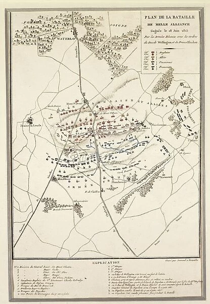 Map of the Battle of Waterloo, 18 June 1815