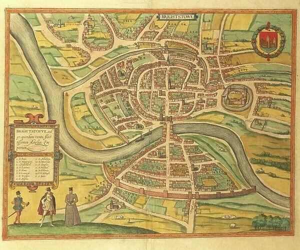 Map of Bristol from Civitates Orbis Terrarum by Georg Braun, 1541-1622 and Franz Hogenberg, 1540-1590, engraving