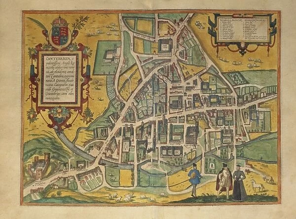 Map of Cambridge from Civitates Orbis Terrarum by Georg Braun, 1541-1622 and Franz Hogenberg, 1540-1590, engraving