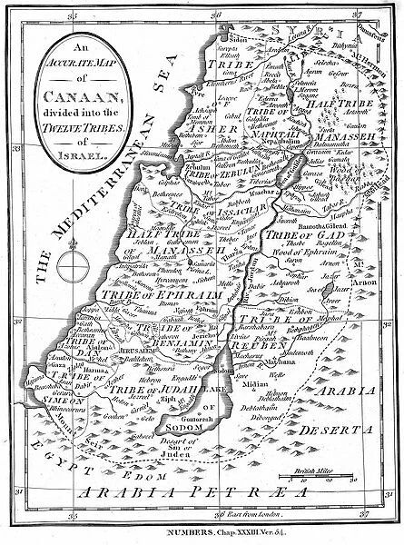 Map of Canaan according to Bible, 1830