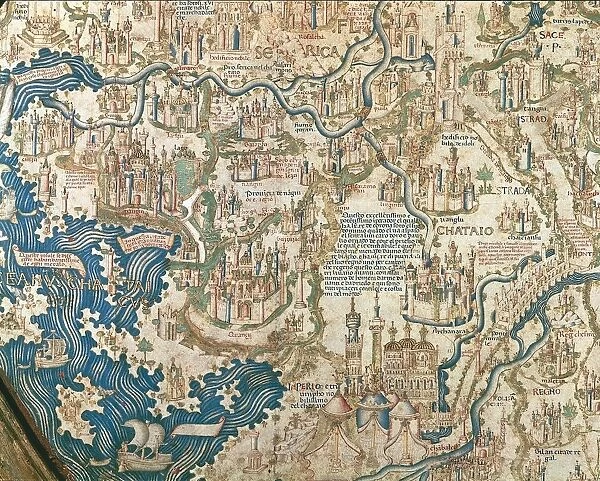 Map of China, from World map by Camaldolese monk Fra Mauro, 1449