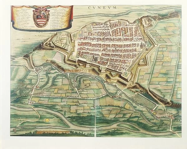 Map of Cuneo, printed in Italy, 17th Century