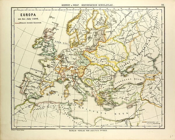 MAP OF EUROPE IN 1400