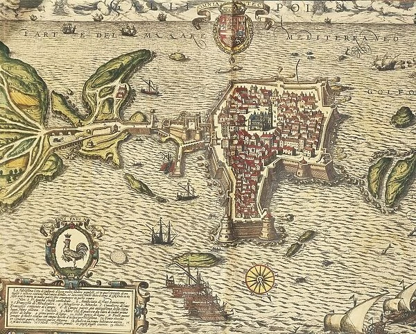 Map of Gallipoli, from Civitates Orbis Terrarum by Georg Braun, 1541-1622 and Franz Hogenberg, 1540-1590, engraving