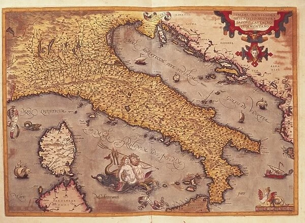 Map of Italy from Theatrum Orbis Terrarum, by Abraham Ortelius, 1528-1598, engraving, 1570