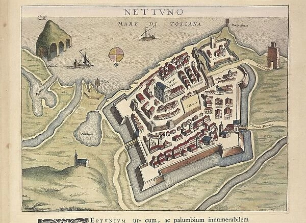 Map of Nettuno, from Theatrum civitatum et admirandorum Italiae, by Joan Blaeu, engraving