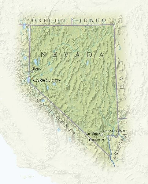 Map of Nevada, close-up