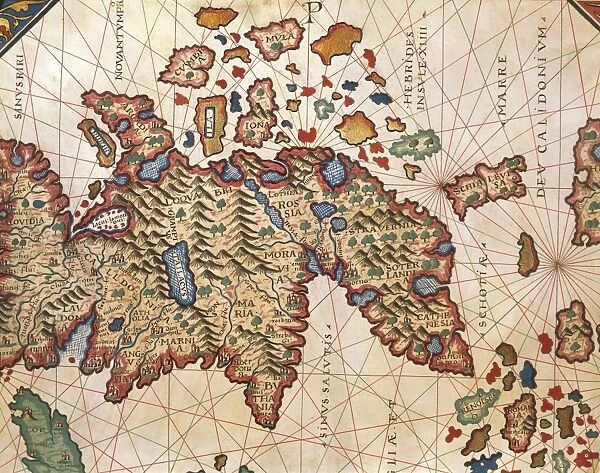 Map of New Caledonia, from Nautical Atlas by Giorgio Sideri called Callapoda or Calopodio da Candia, Crete, 1537