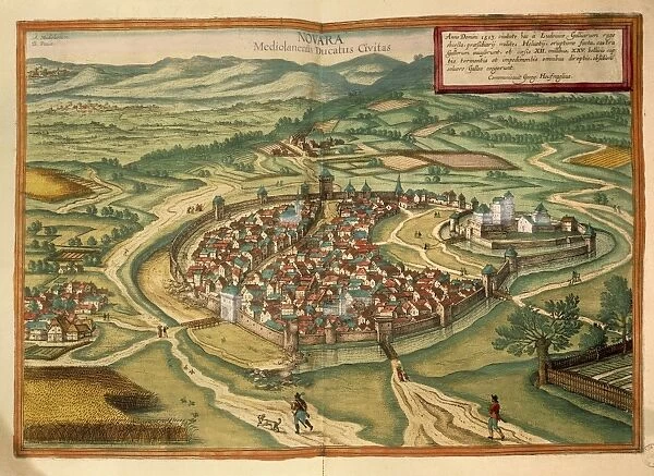 Map of Novara, from Civitates Orbis Terrarum by Georg Braun, 1541-1622 and Franz Hogenberg, 1540-1590, engraving