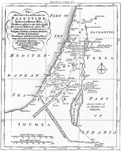 Map of Palestine, engraving 1830