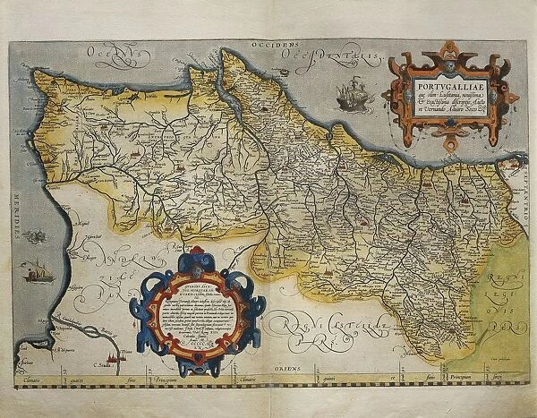 Map of Portugal, from Theatrum Orbis Terrarum by Abraham Ortelius, 1528-1598, Antwerp, 1570
