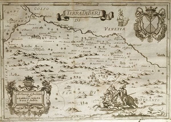 Map of The Territory of Bari, by Giovan Battista Pacichelli, engraving, 1702