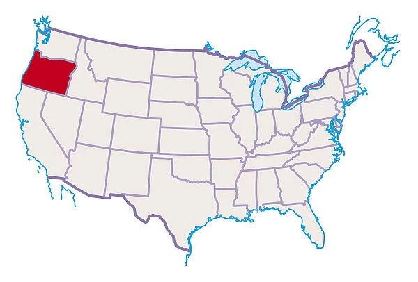 Map of USA, Washington D. C. highlighted in red