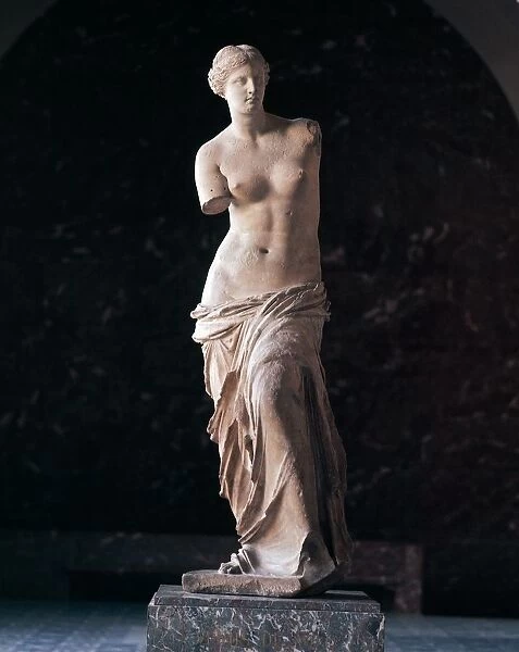 Marble statue of Aphrodite of Milos known as Venus de Milo. From Island of Milos, Cyclades, Greece, Greek civilization, circa 100 B. C
