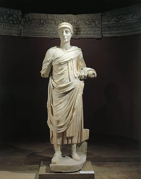 Marble statue of Emperor Valentinian II (387-390), from Aphrodisias, Turkey