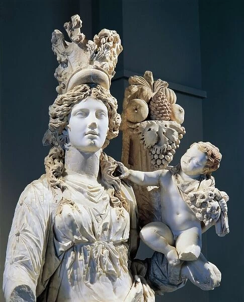 Detail of Marble statue of Tyche, goddess of fortune, from Prusias ad Hypium, Turkey