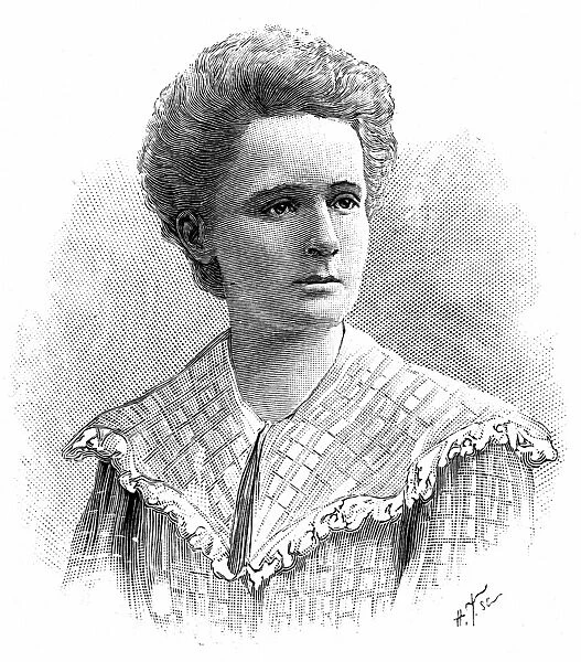 Marie Sklodowska Curie (1867-1934) Polish-born French physicist. Engraving published 1904