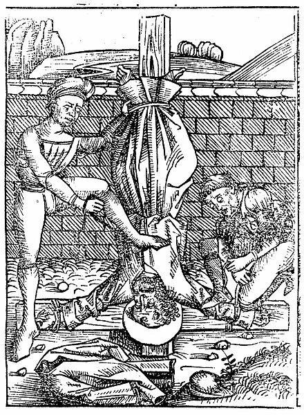 Martyrdom of St Peter who is said to have been crucified at Rome with head, not feet