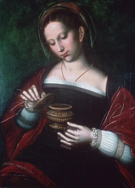 Mary Magdalene. Oil on oak panel. Saint Ambrosius Benson (c1495-1550) Flemish
