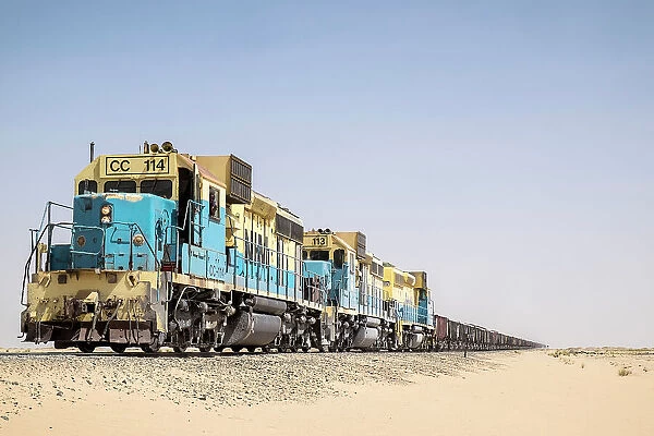 Mauritania, railroad track, freight train