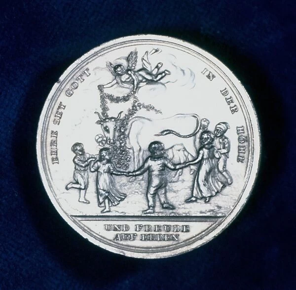 Medal commemorating the discovery of vaccination in 1796. Edward Jenner (1749-1823)