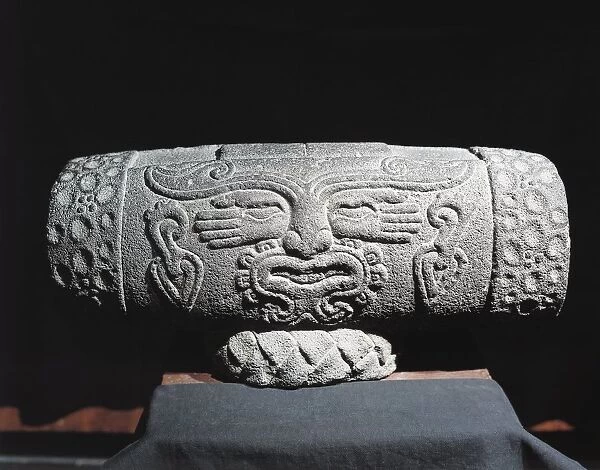 Mexico, Aztec civilization, Teponatzli stone drum from Mexico Valley