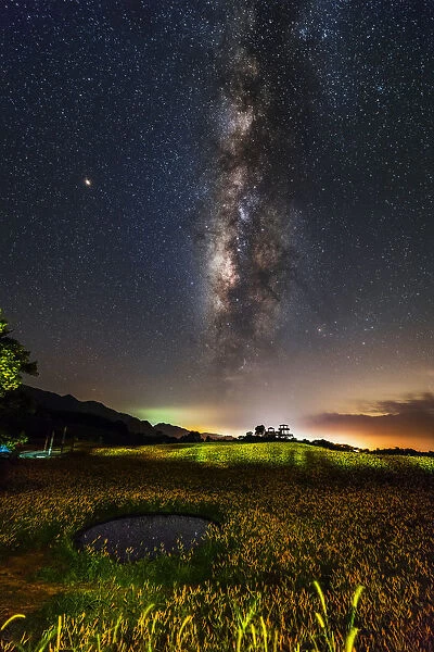 Milky way over mountain meadow Hualien County Taiwan