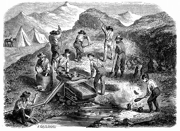 Miners panning for gold during Californian Gold Rush