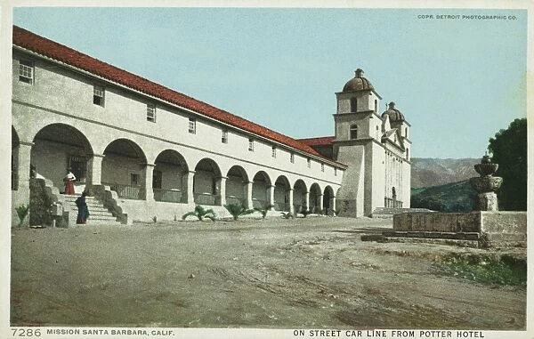 Mission Santa Barbara Postcard. ca. 1903, Mission Santa Barbara Postcard