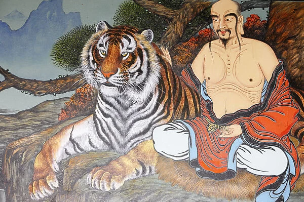 Monk and tiger painting
