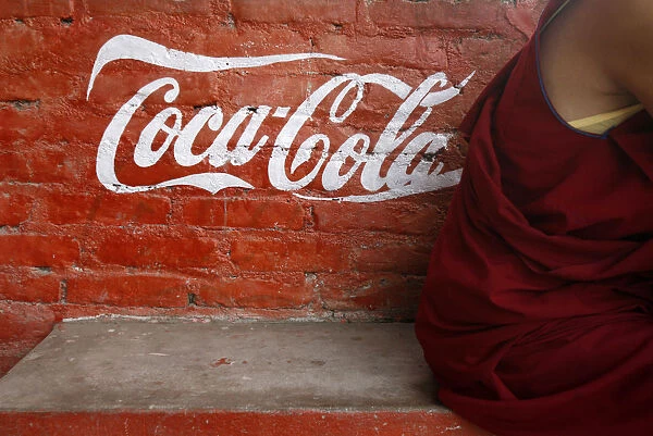 Monks robe and coca-cola ad