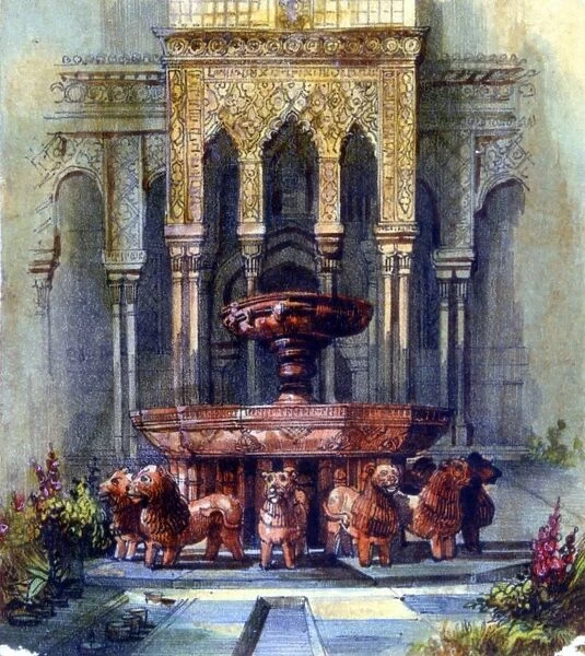 Moorish Fountain. Pen and watercolour. Aurore Amadine Lucie Dupin (1804-1876) French novelist