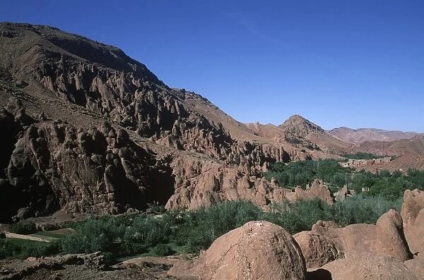 Morocco, Atlas Mountains, High Atlas Range, Dades Valley, Rocky landscape