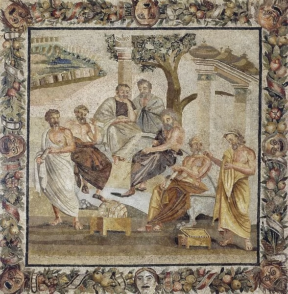 Mosaic depicting School of Athens, from Pompei, Italy