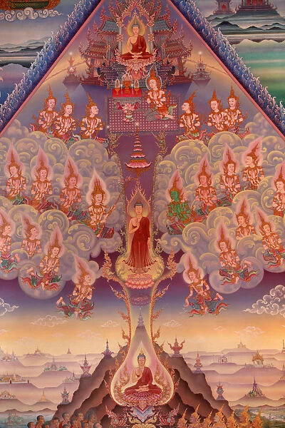 Detail of a mural painting in the Uposatha (shrine hall) of Buddhapadipa temple