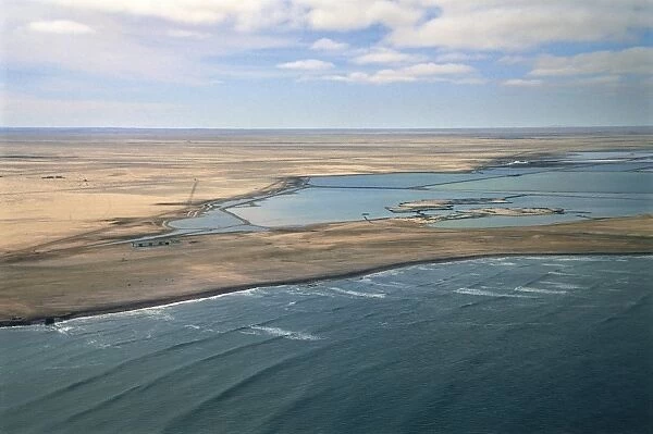 Namibia, Skeleton Coast Park, Atlantic Ocean coast, aerial view