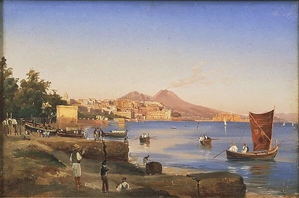 Naples seen from Mergellina, by Teodoro Duclere, Oil on canvas